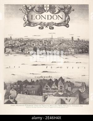 Druck eines unbekannten Künstlers, 20. Jahrhundert, aus Hollar's `View of London, 1647' (Blatt IV), 1907. Wiedergabe. Stockfoto